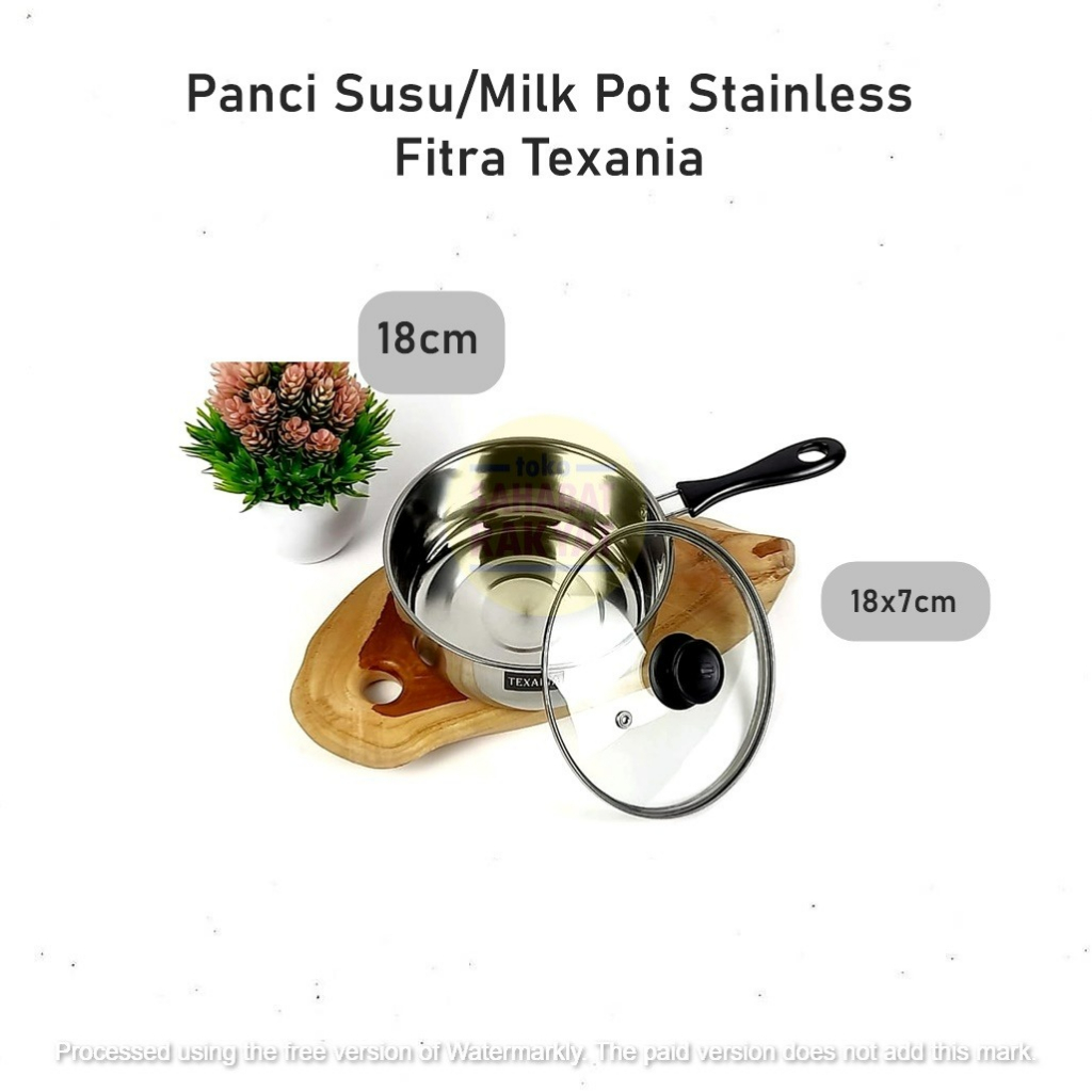 Panci Susu Milk Pot Stainless Fitra 18cm Tutup Kaca Texania