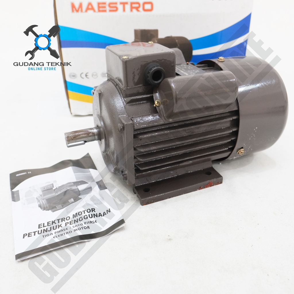 Dinamo Motor Penggerak 3/4Hp 4P 1Ph 1400Rpm YC90-4 MAESTRO / Elektro Motor Penggerak 0.75 Hp 4 Pole 1 Phase 1400 Rpm YC90 4 MAESTRO