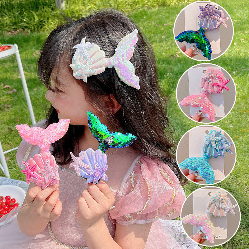 COD Jepit Rambut anak Mermaid glitter Korea Kartun jepitan rambut Lucu Hair Claw Anak Aksesoris Rambut