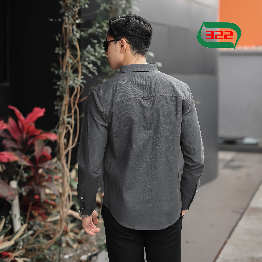 KEMEJA PRIA LENGAN PANJANG POLOS WARNA ABU MUDA GREY BAHAN OXFORD UKURAN S-XL ORGINAL