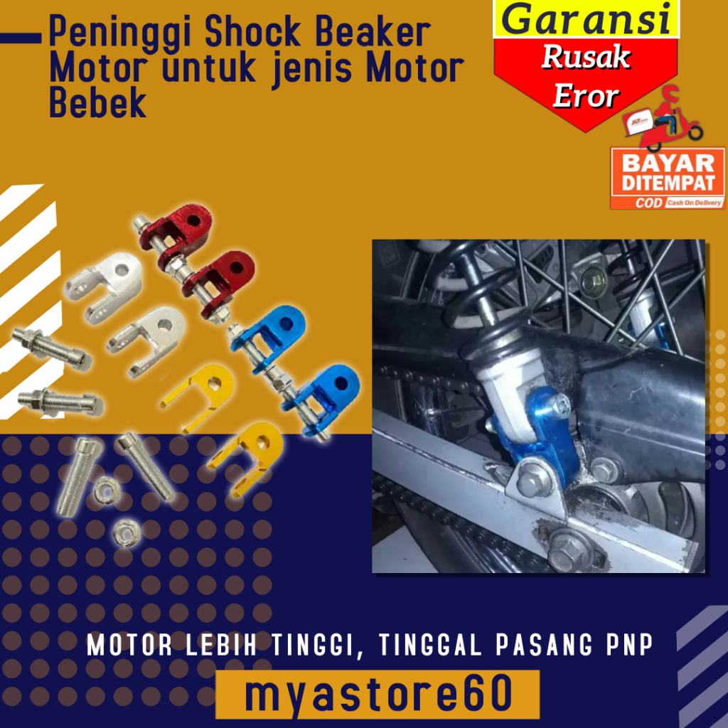 Raiser Peninggi Shockbeaker Motor Beat , Vario , Mio Motor Bebek Riser Penambah Sok pegas plus Baut