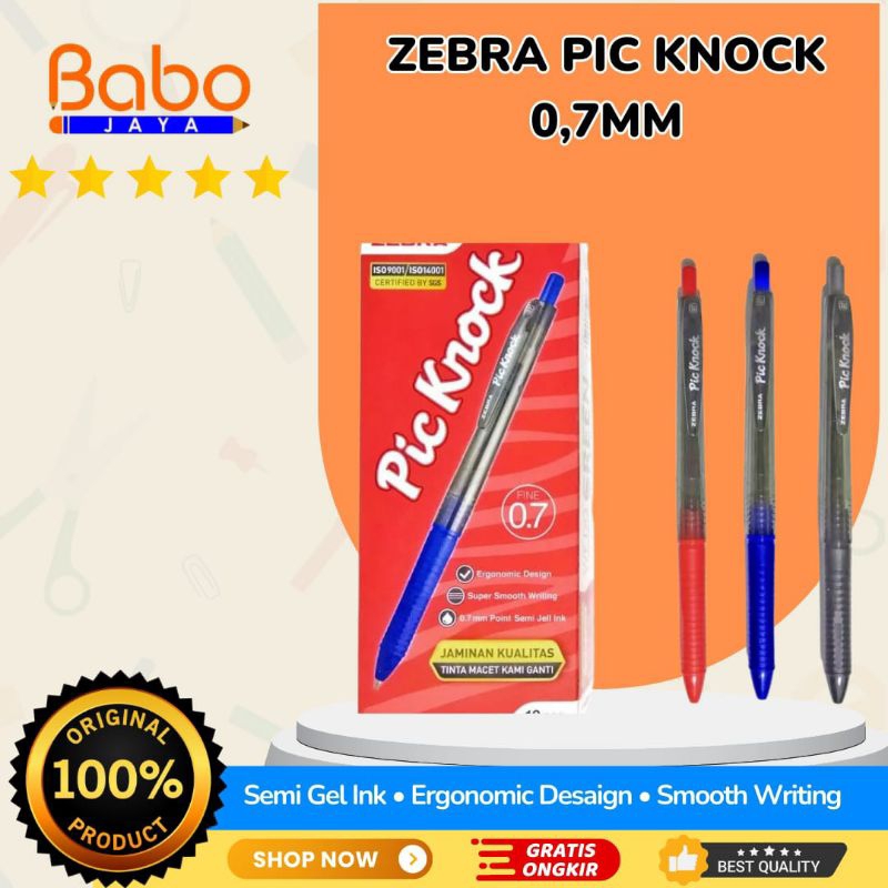 

BABO JAYA BALLPOINT ZEBRA PICKNOCK 0,7MM / WARNA TINTA : MERAH HITAM BIRU / BALLPOINT JENIS : CETEKAN
