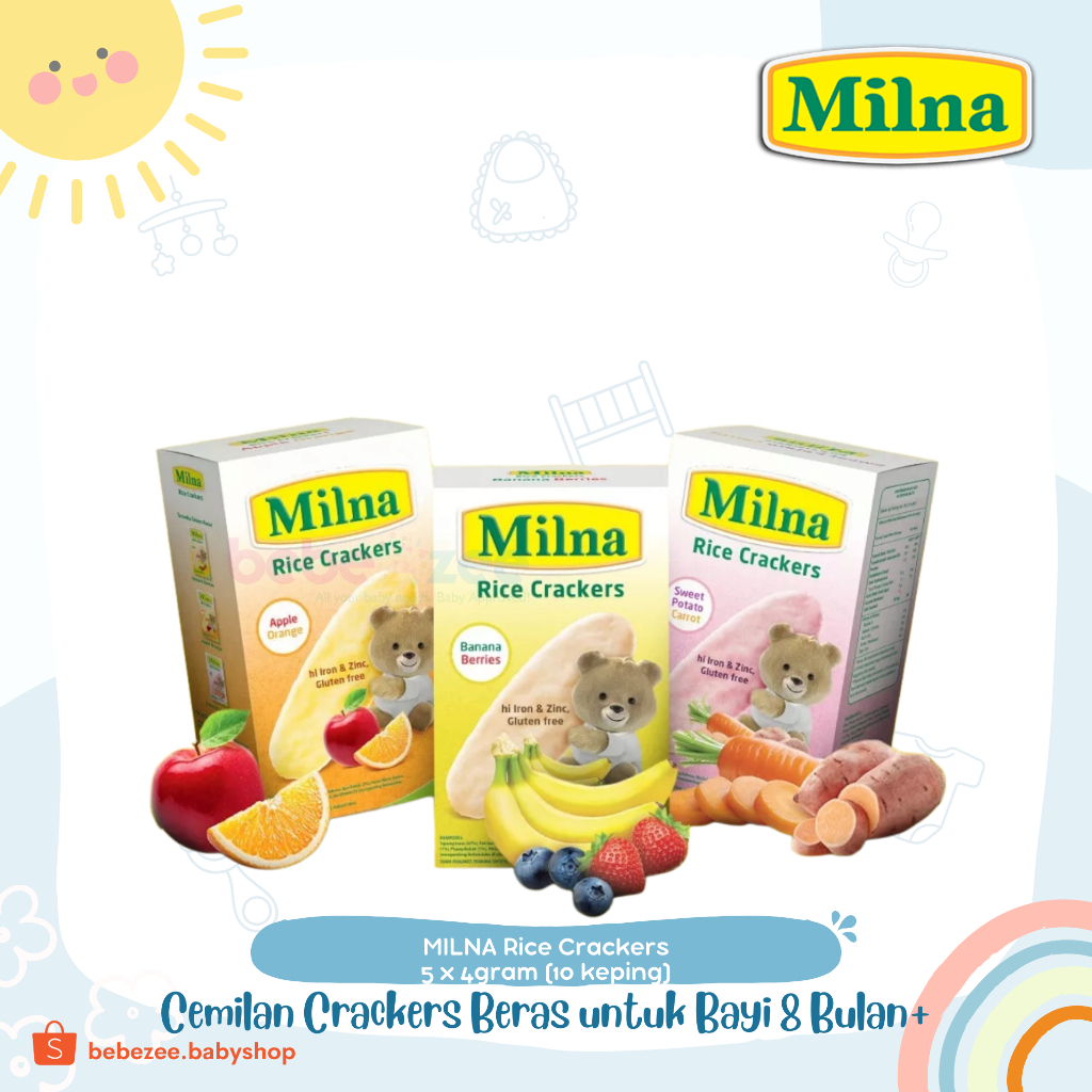 Milna Rice Crackers 20gr/ Cemilan bayi / makanan bayi kue beras