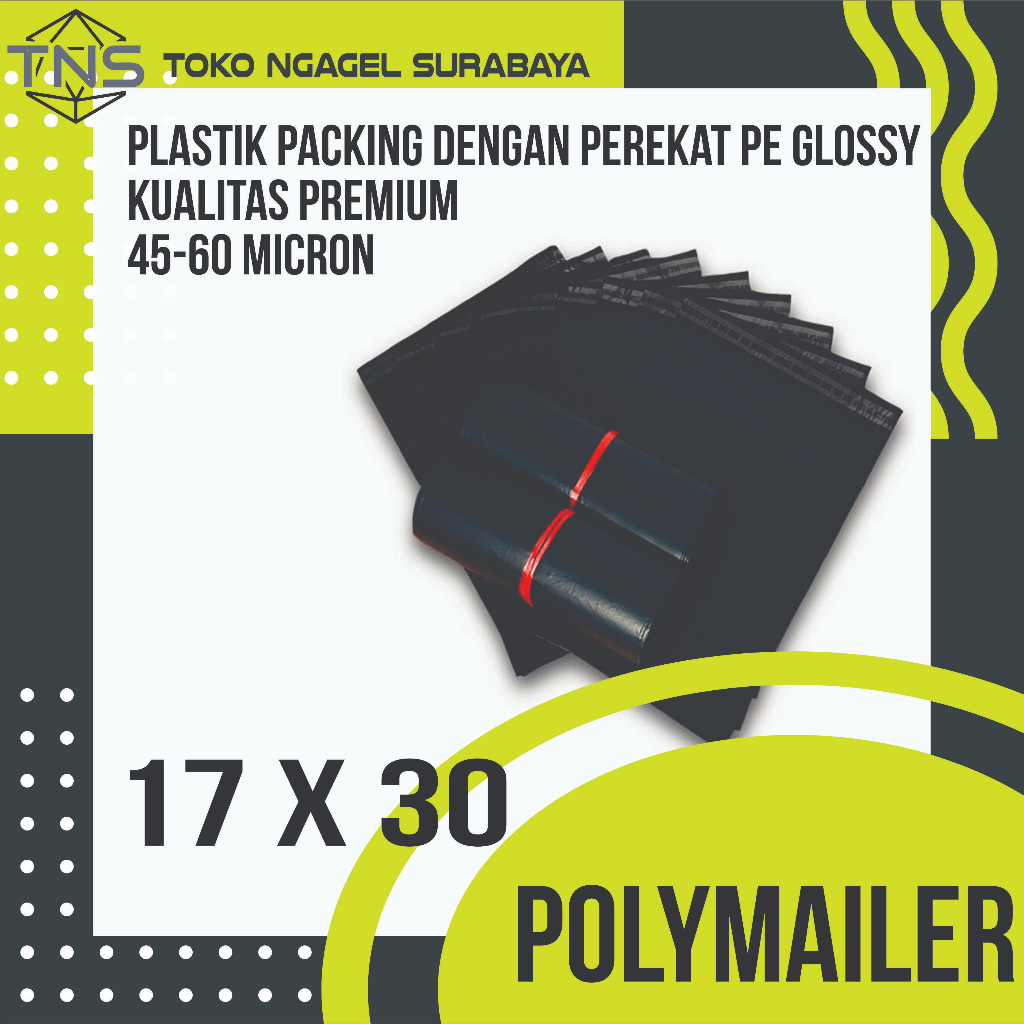 

[Toko Ngagel Surabaya] POLYMAILER 17 X 30 CM PREMIUM HITAM PE GLOSSY PLASTIK PACKING / PACKAGING / BUNGKUS PAKET ONLINE SHOP OLSHOP