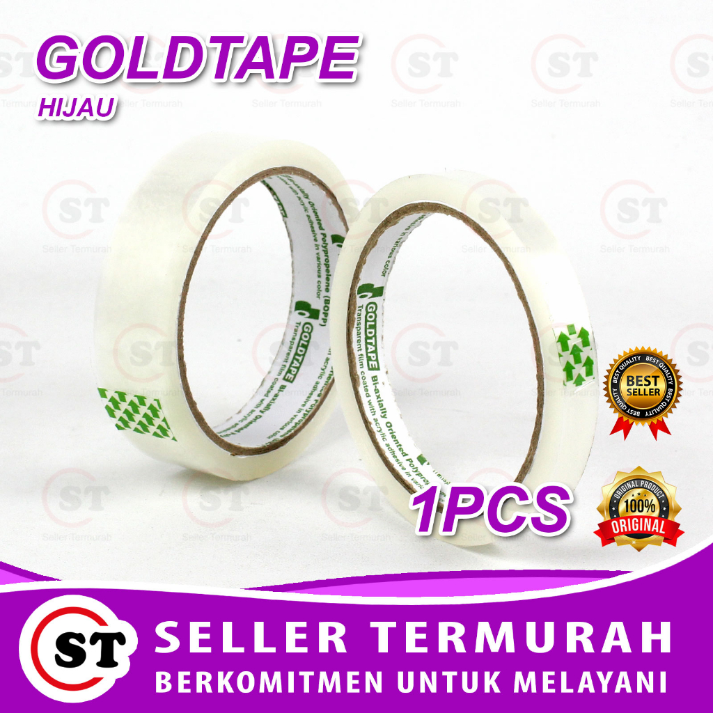 

Selotip / Solatip / Isolasi / Selong Gold Tape Hijau - 24mm 12mm OPP Core Hijau Daya Lengket kuat Clear