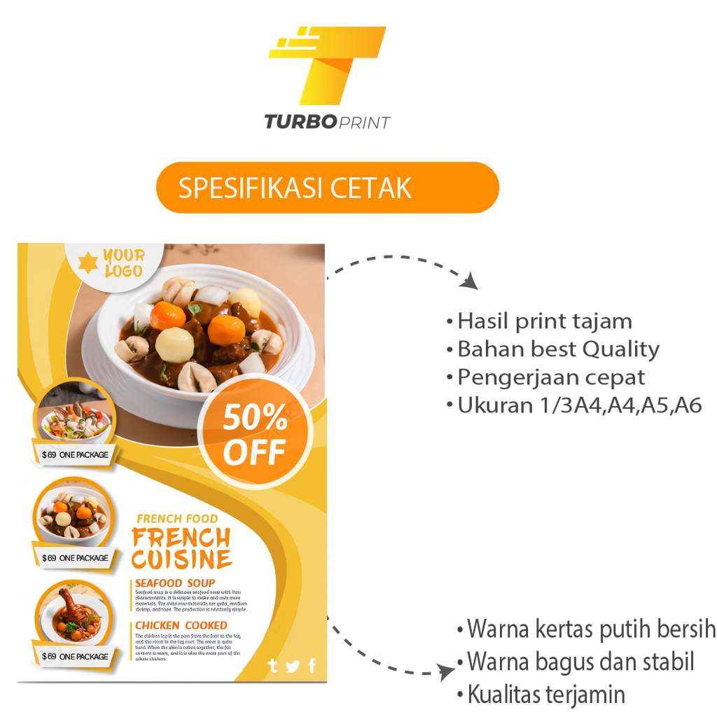 PRINT CETAK BROSUR FLYER / CUSTOM KERTAS PROMOSI MURAH UKURAN A4/A5/A6