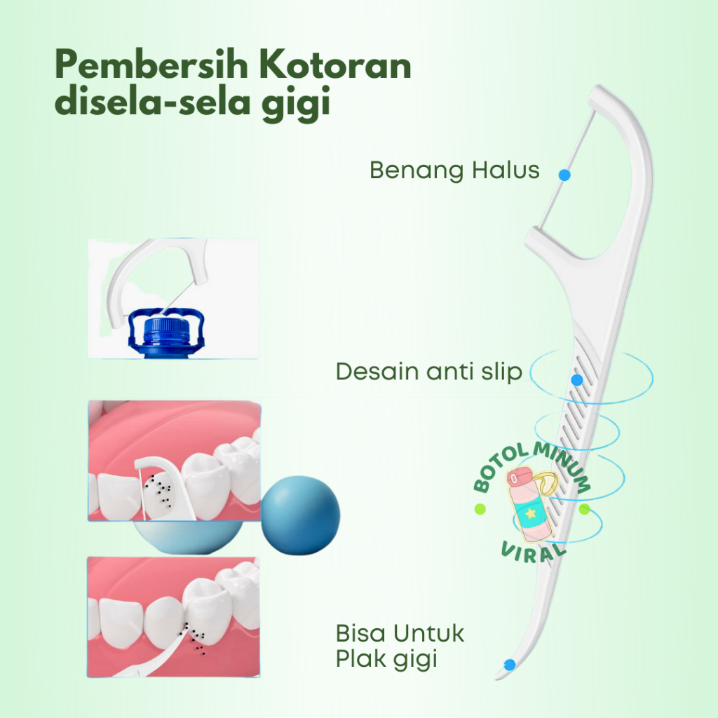 Dental Floss Pick Travel Size Benang Gigi Pembersih Karang Gigi