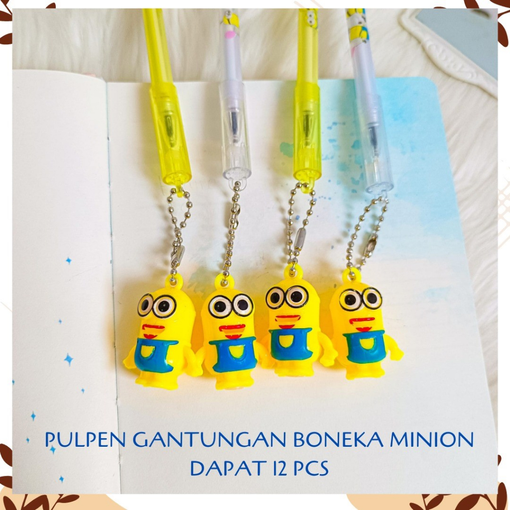 

SELUSIN PULPEN GANTUNGAN BONEKA MINION FREE TEROMPET ISI 12 PCS PEN ALAT TULIS BOLPOIN UNIK IMUT MURAH PEN GEL KARAKTER LUCU