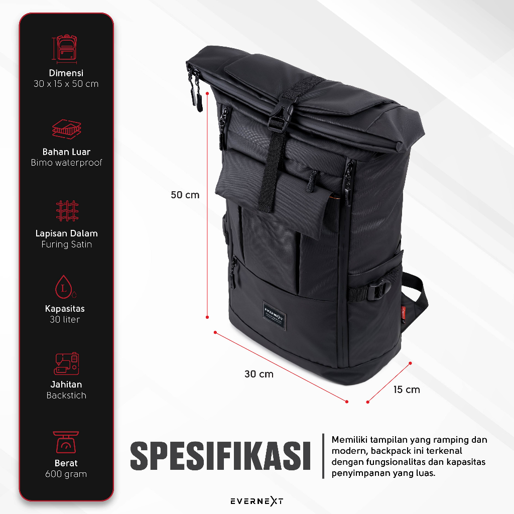 Backpack Tas Ransel Gendong Punggung Waterproof Ada Slot Laptop Sekolah Kerja Kuliah Travelling Backpacker UE109