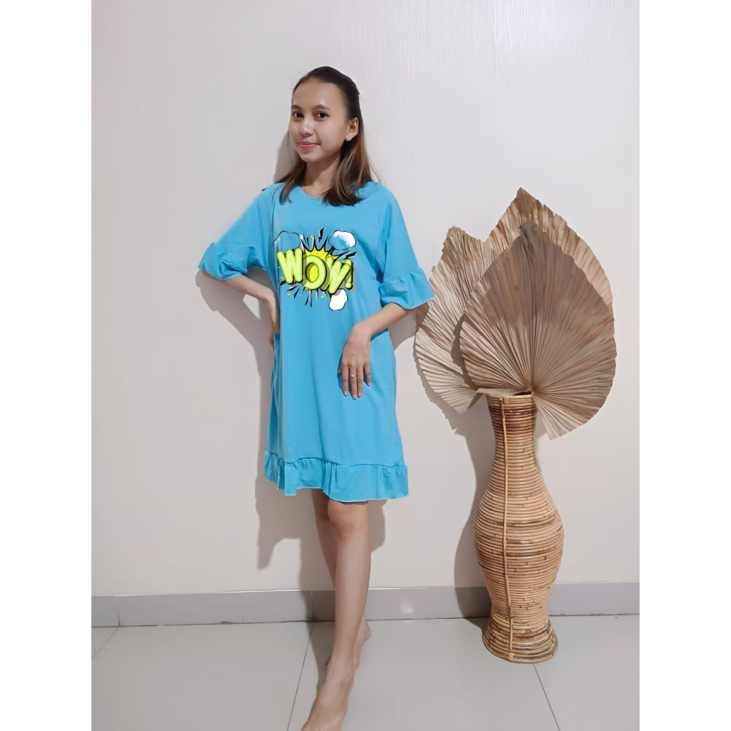 Dress Anak Remaja Kerut Motif Wow Terbaru,Dress Anak Remaja Ukuran L