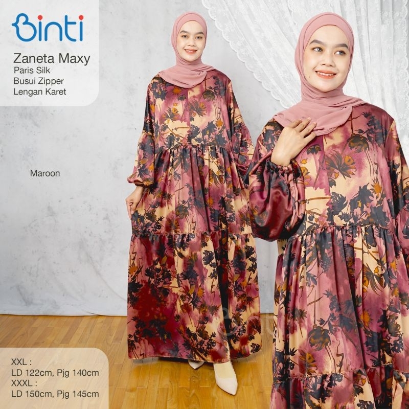 Dress Wanita LD 122 150 XXL 5L Zaneta Medila Melida Maxi Ori Binti Gamis Terbaru Murah Syari Maxy Su