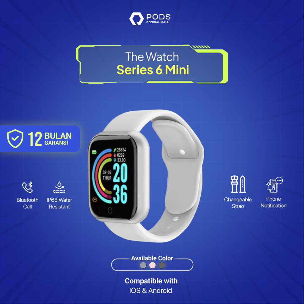 The Watch_Series_6_Mini Smartwatch Bluetooth Call Wireless Charging by_Pods_Indonesia
