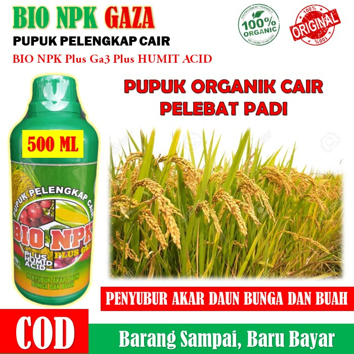 (TERMURAH) Pupuk Organik BIO NPK GAZA Pupuk Pelengkap Cair Untuk Melebatkan Tanaman Padi - Obat Semp