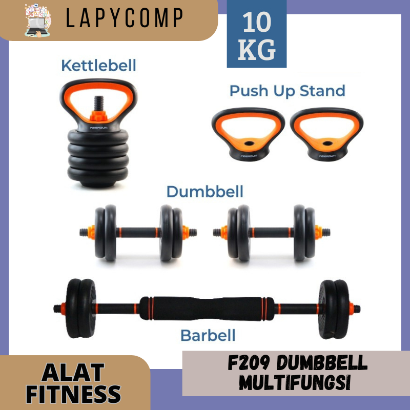 ALAT GYM FITNES SET 4in1 BEBAN 10KG DUMBBEL + BARBEL ANTI SLIP MURAH BERKUALITAS FREE SARUNG TANGAN