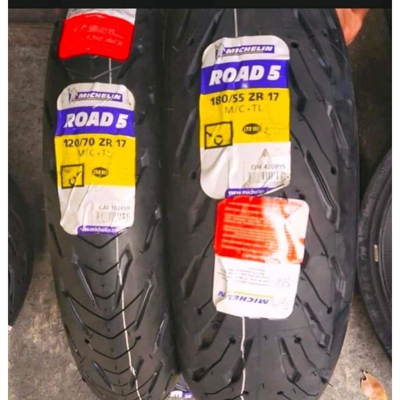 Ban Michelin road 5 120 70 17 & 180 55 17 dan road 5 depan belakang road 6 120 70 17 & 160 60 17 sep