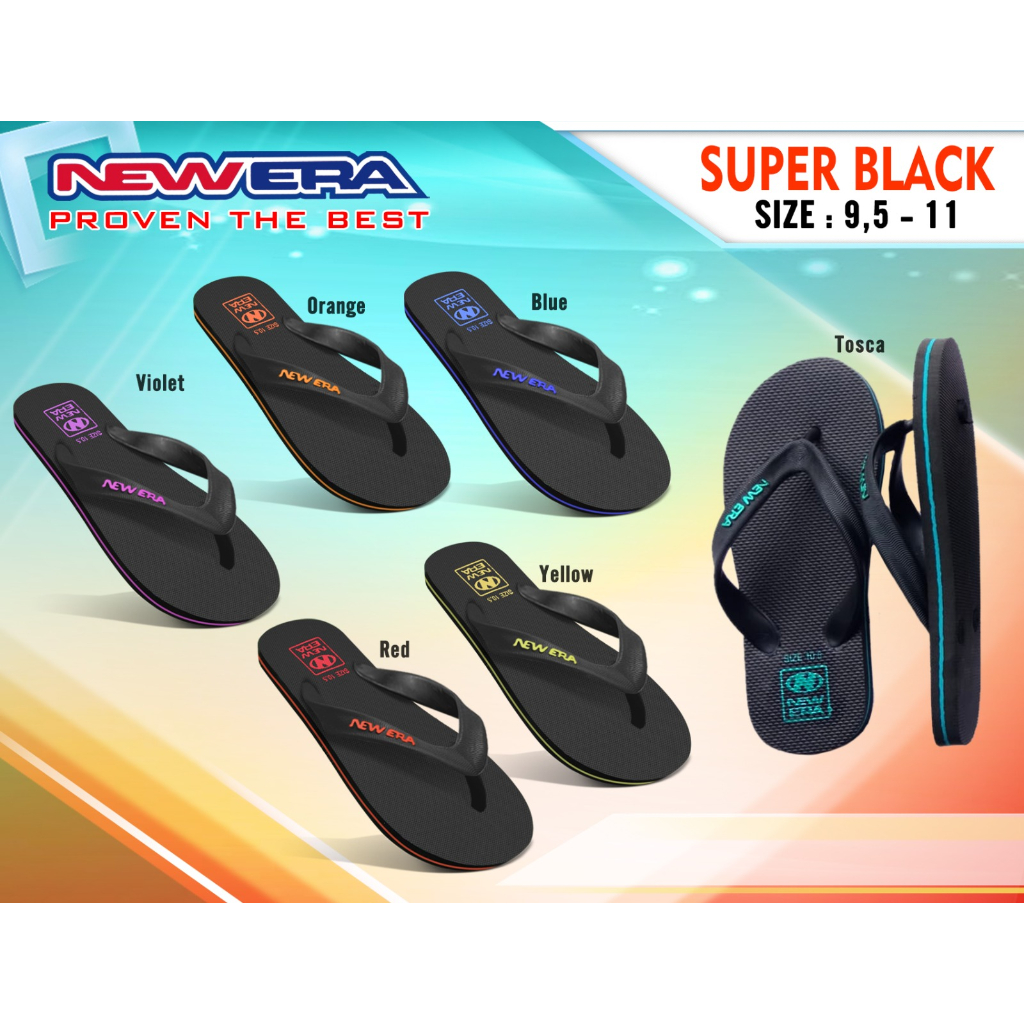 Sandal Jepit Hitam Polos New Era Super Black