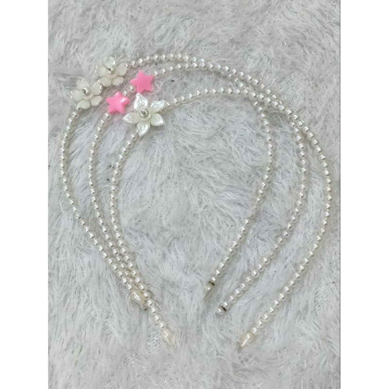 BANDO MUTIARA PUTIH MOTIF BUNGA / BANDO KOREA