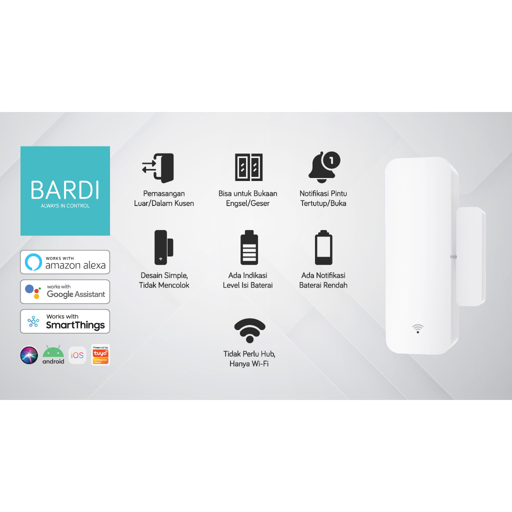 NEW Bardi Smart Home WIFI Window &amp; Door Sensor - no hub required