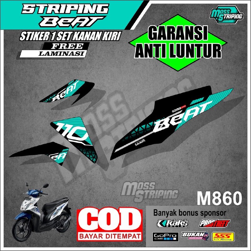Sticker setiker stiker Striping Beat Fi 2013 2014 2015 2016 KODE M860 Variasi Motor Honda Beat Fi Se