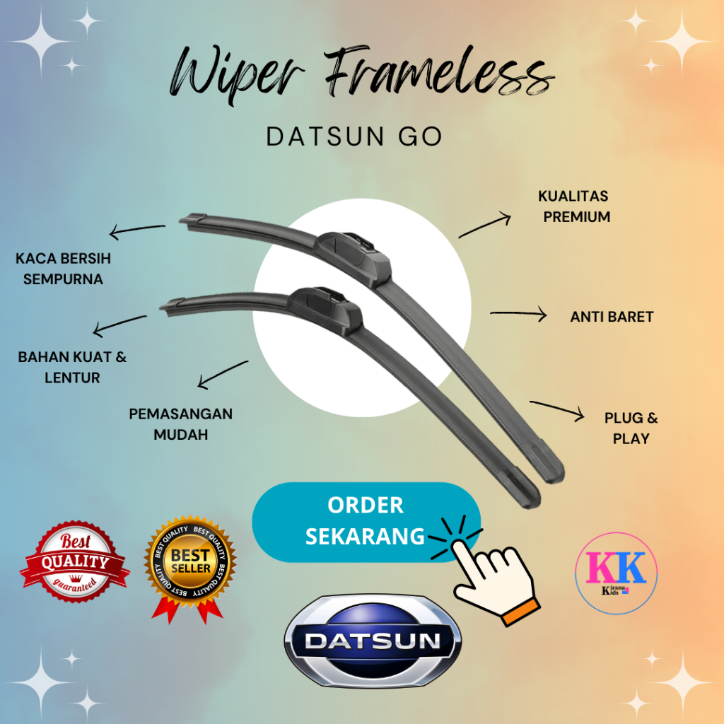 Wiper Kaca mobil Datsun Go / Wiper Frameless Datsun Go datsungo wifer banana anti baret
