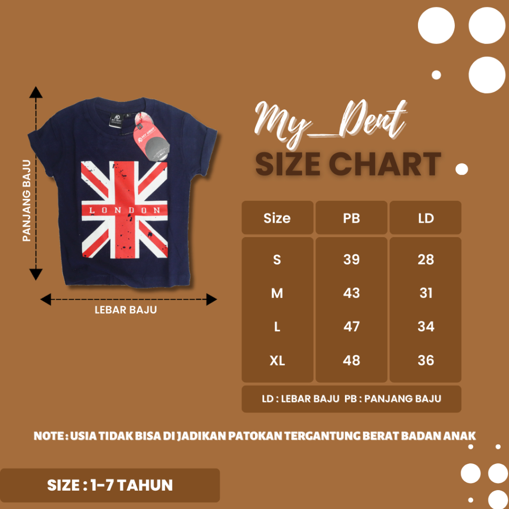 Baju Anak Laki Laki Distro Mydent Umur 1-7 Tahun Bahan Cotton 30S