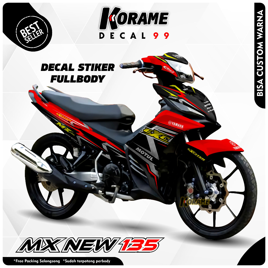 Decal Sticker Jupiter Mx New 135 Motif Exciters Warna Merah Hitam
