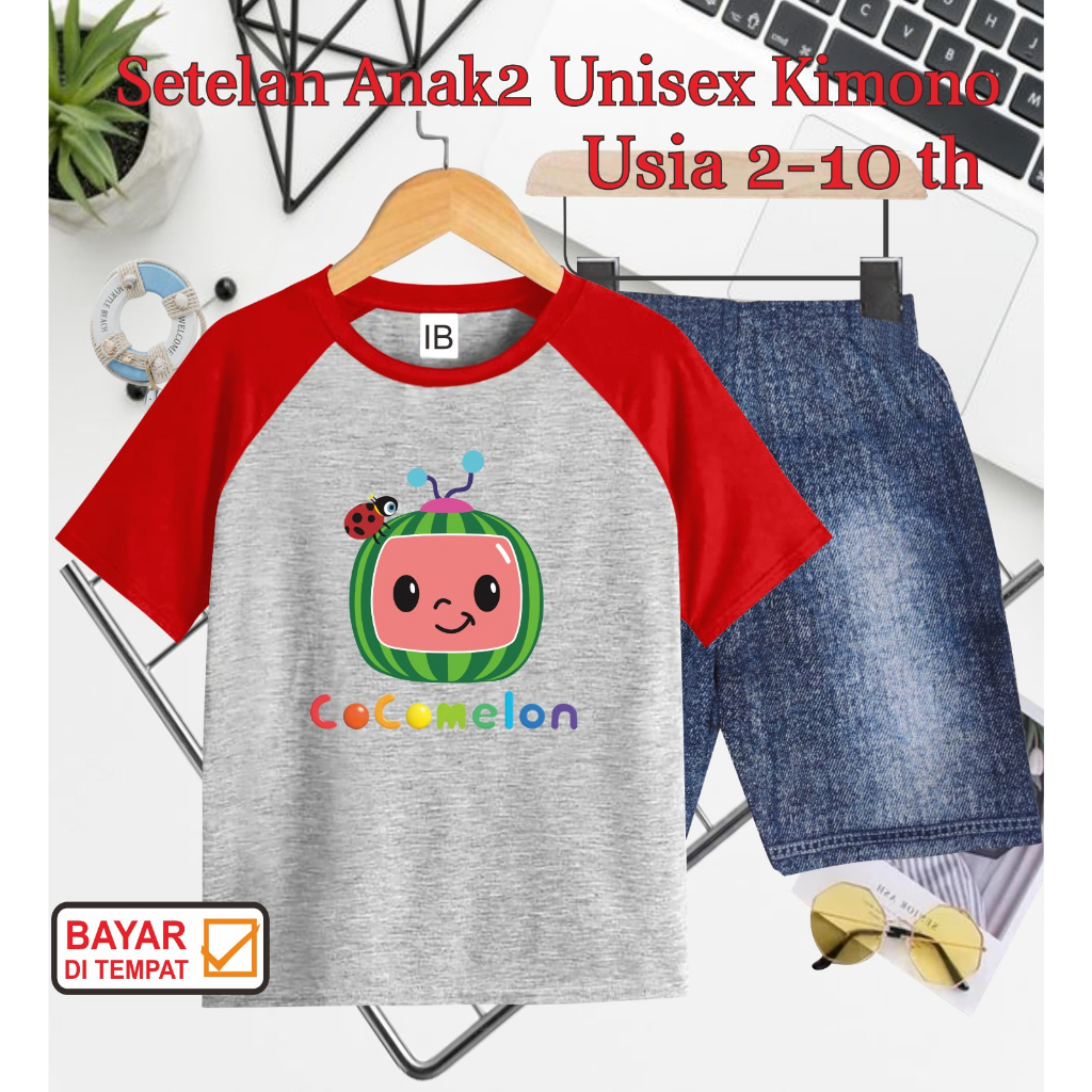 ((IB))SETELAN ANAK2 UNISEX KIMONO SEMI JEANS/COCO MELON DIGITAL SABLON