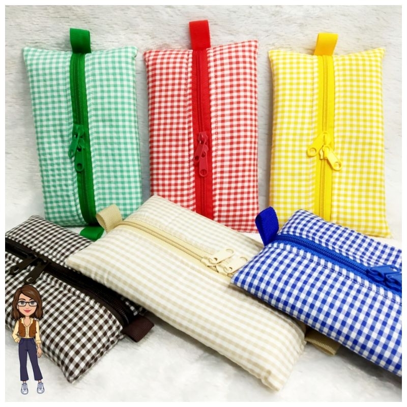 Madebynie ✨ Gingham Handmade Tempat Tissue Travel Pack Kain Katun / Tissue Pouch / Dompet Tissue / T