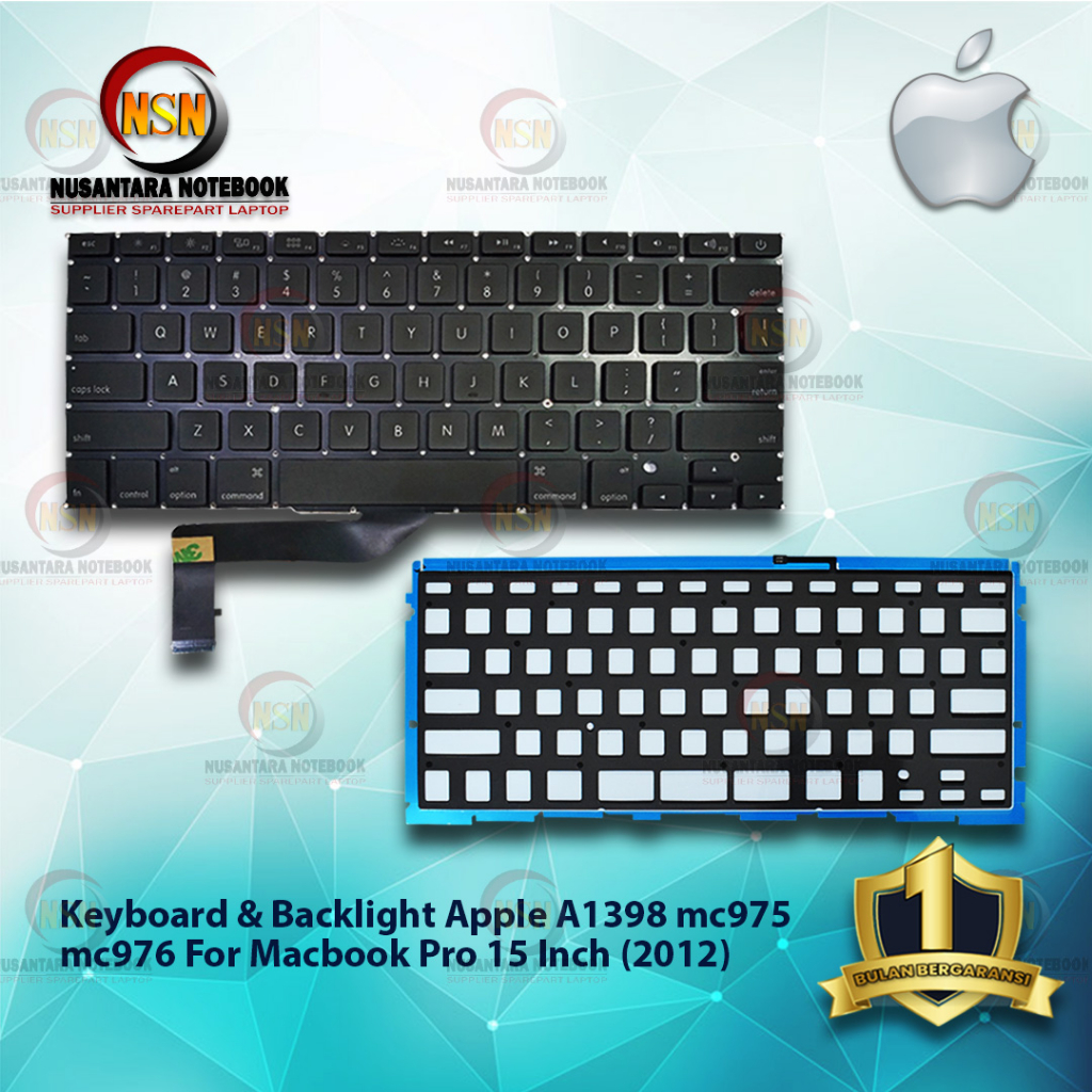 Keyboard + Backlight Apple A1398 mc975 mc976 For Mac Pro 15 Inch (2012)