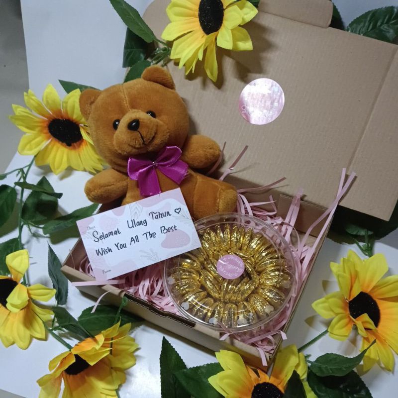 Kado/Hampres/Gift box Coklat Ulang Tahun, Anniversary, Graduation dll custom ucapan