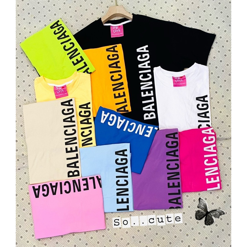 ATASAN OVERSIZE SO CUTE TULISAN B@LENC!AGA SAMPING KAOS IMPORT BANGKOK (BJSC561)