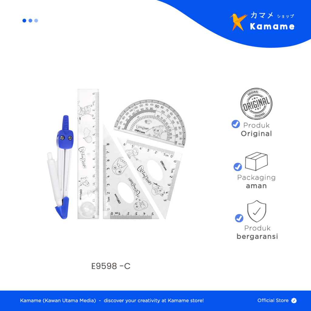 

Deli Ruler Set Transparent - Drafting Set Bumpees 350mm E9598 - Kamame