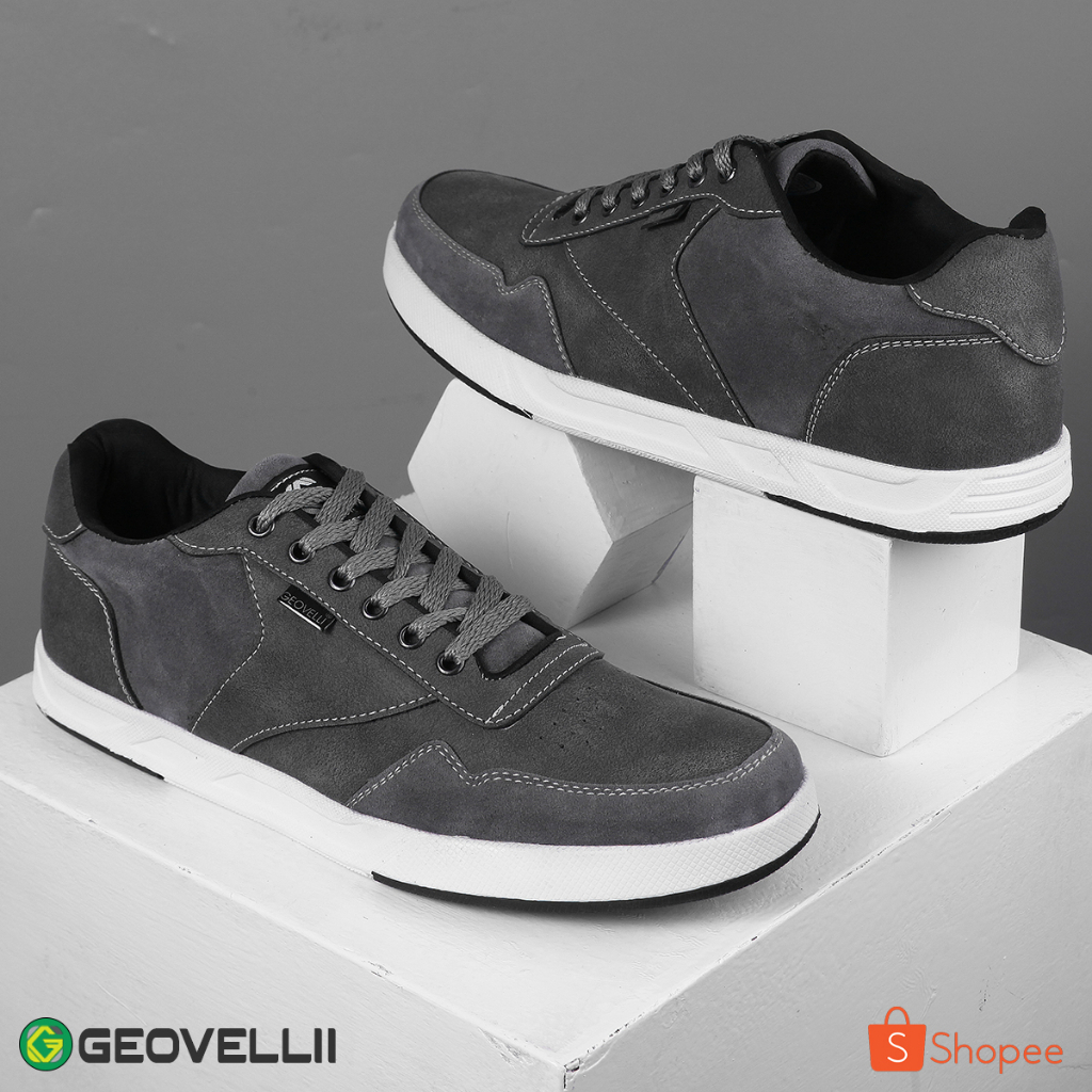 GEOVELLI ORIGINAL - Sepatu Kasual Sneakers Pria Abu-Abu Sepatu Distro Premium Exclusive Gvl.3125