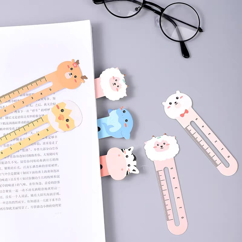 Penggaris Lucu Animal 5cm / Bookmarks Animal Ruler Pembatas Buku / Pembatas Buku Portable Motif Kartun Hewan Lucu Dengan Skala Untuk Pelajar