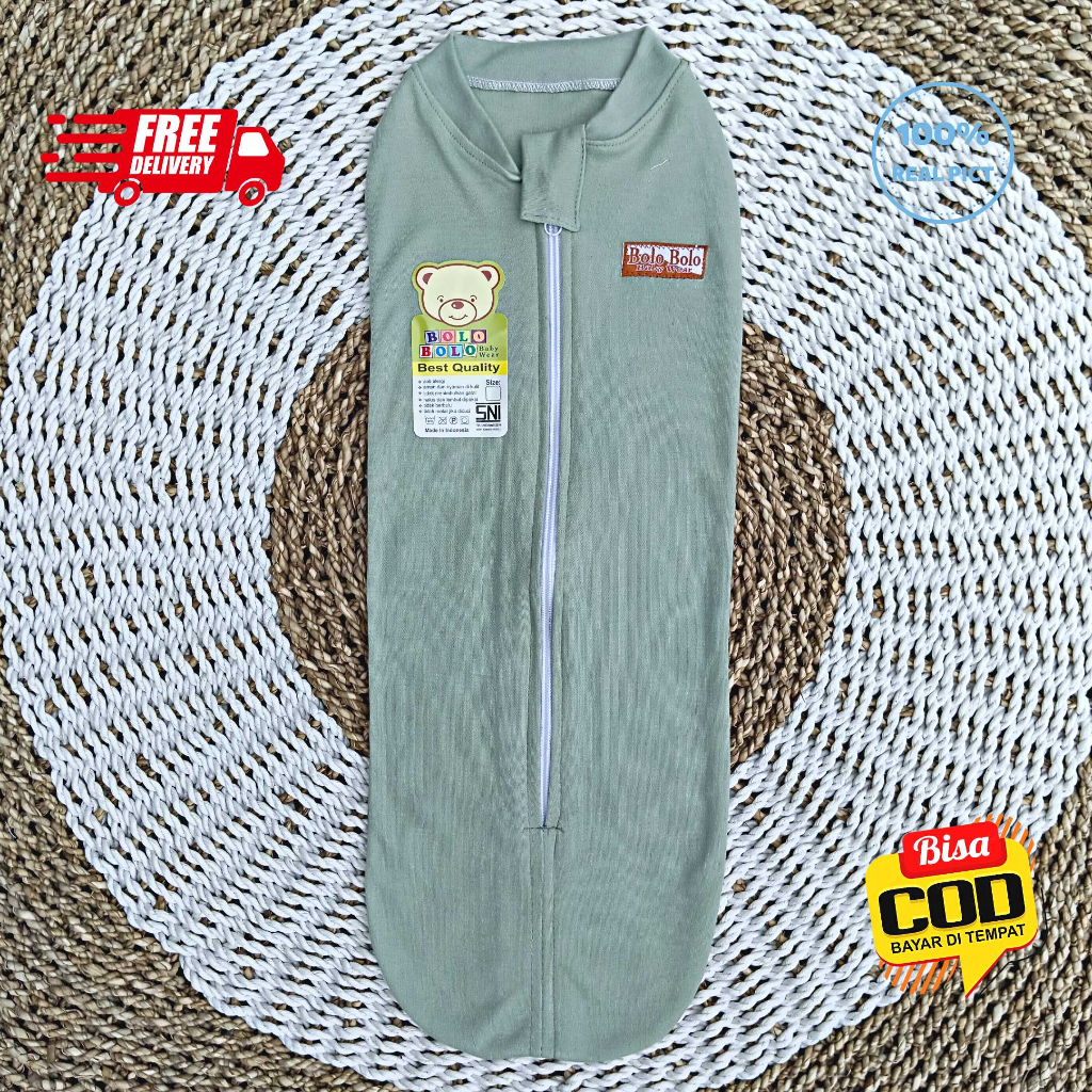 SALE 7.7 Serian Hijau - 3 pcs Bedong Instan Resleting HIJAU SERIES merk SNI Bolo - Bolo / Bedong Bayi INSTAN Serian Hijau