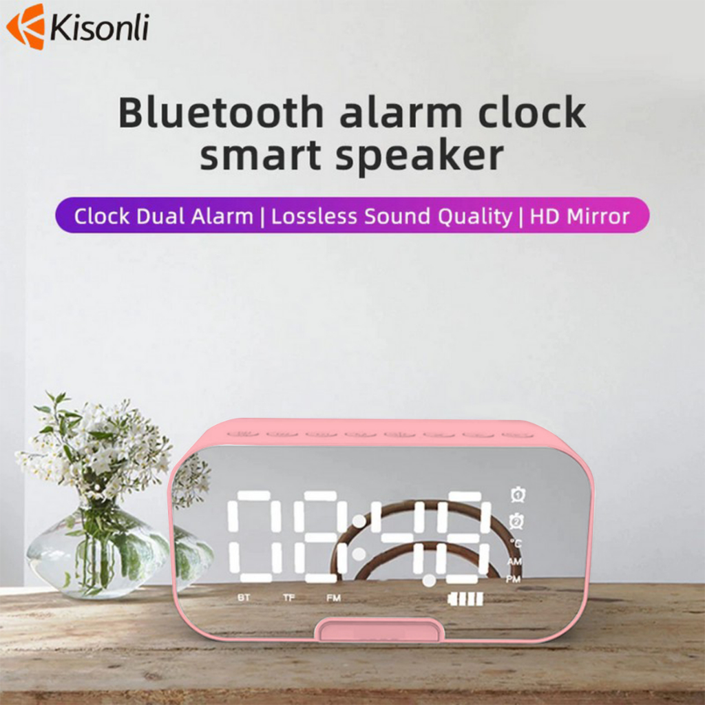 Speaker Bluetooth Jam Alarm Radio Dual Bass Portable Versi 5.0 Q5-PINK - XOBOX