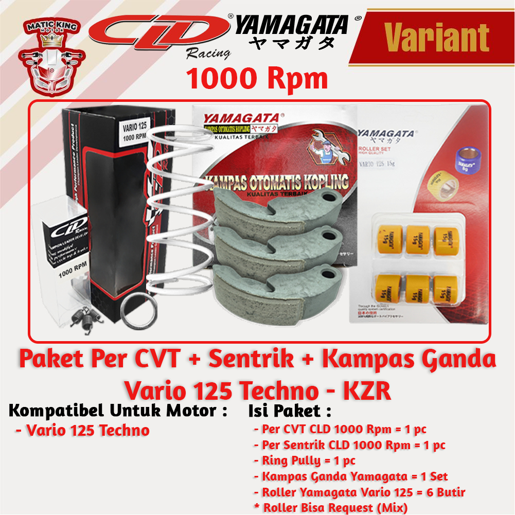 Paket Per CVT + Sentrik + Roller Kampas Ganda Honda Vario PCX ADV Fi ESP CBS ABS Techno Karbu 110/125/150/160 CLD YAMAGATA 1000/1500 RPM