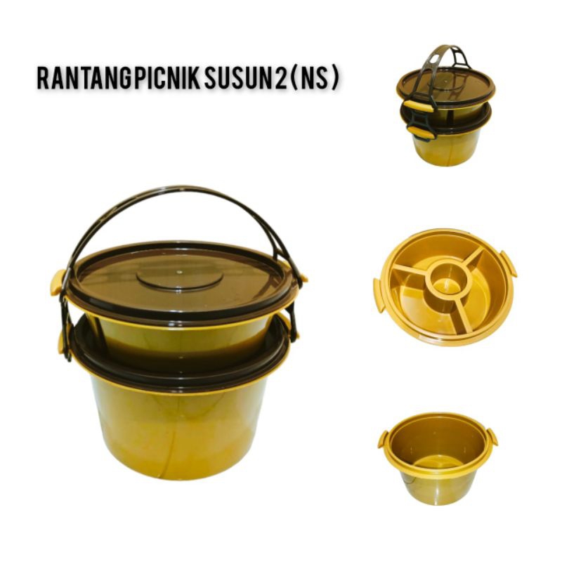 Rantang piknik susun 2 coklat