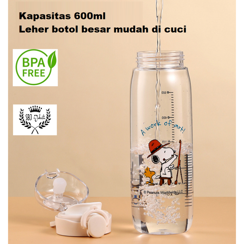 BOTOL MINUM INFUSER SNOOPY ORIGINAL TRITAN BPA FREE 600ml Anti bocor