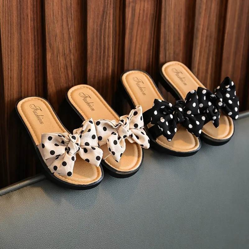 Sandal Selop Anak Perempuan Ribbon Polkadot