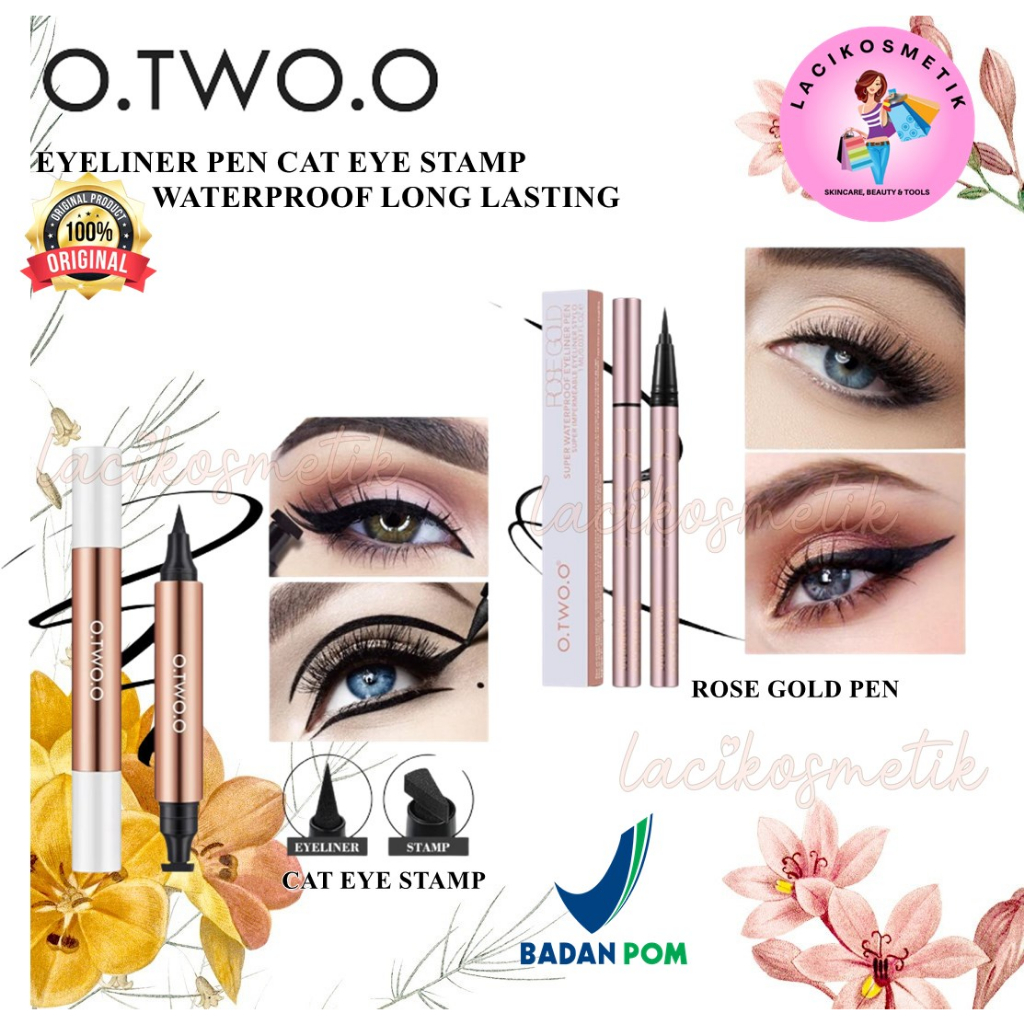 ✨LACIKOSME✨ O.TWO.O MIRACULOUS CAT EYE STAMP EYELINER PEN - ROSE GOLD SUPER WATERPROOF EYELINER