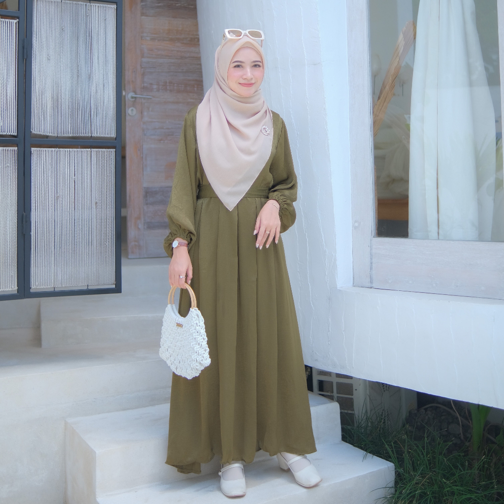 Ladybydiana ZALINA DRESS Gamis Shimmer Silk Bahan Santorini Busui Friendly