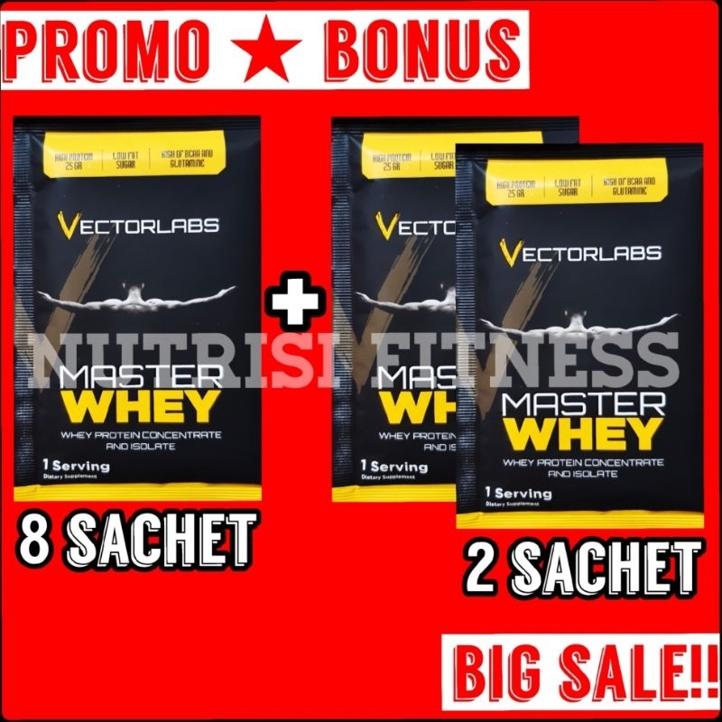 PROMO BONUS 8x SACHET!! SUPLEMEN FITNESS VECTORLABS MASTER WHEY PROTEIN SACHET MASTER WHEY SACHET ISOLATE SACHET PROMO PAKET BUNDLING BONUS PROTEIN SACHET