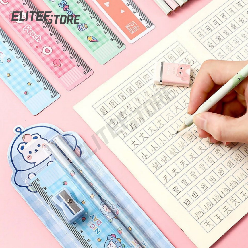 ELITEE - Paket Alat Tulis Anak Set Karakter Stationery Sekolah Perlengkapan Tulis Souvenir Ultah Goodie Bag / Stationery Set Tas Melukis Set / Alat Tulis Sekolah Karakter