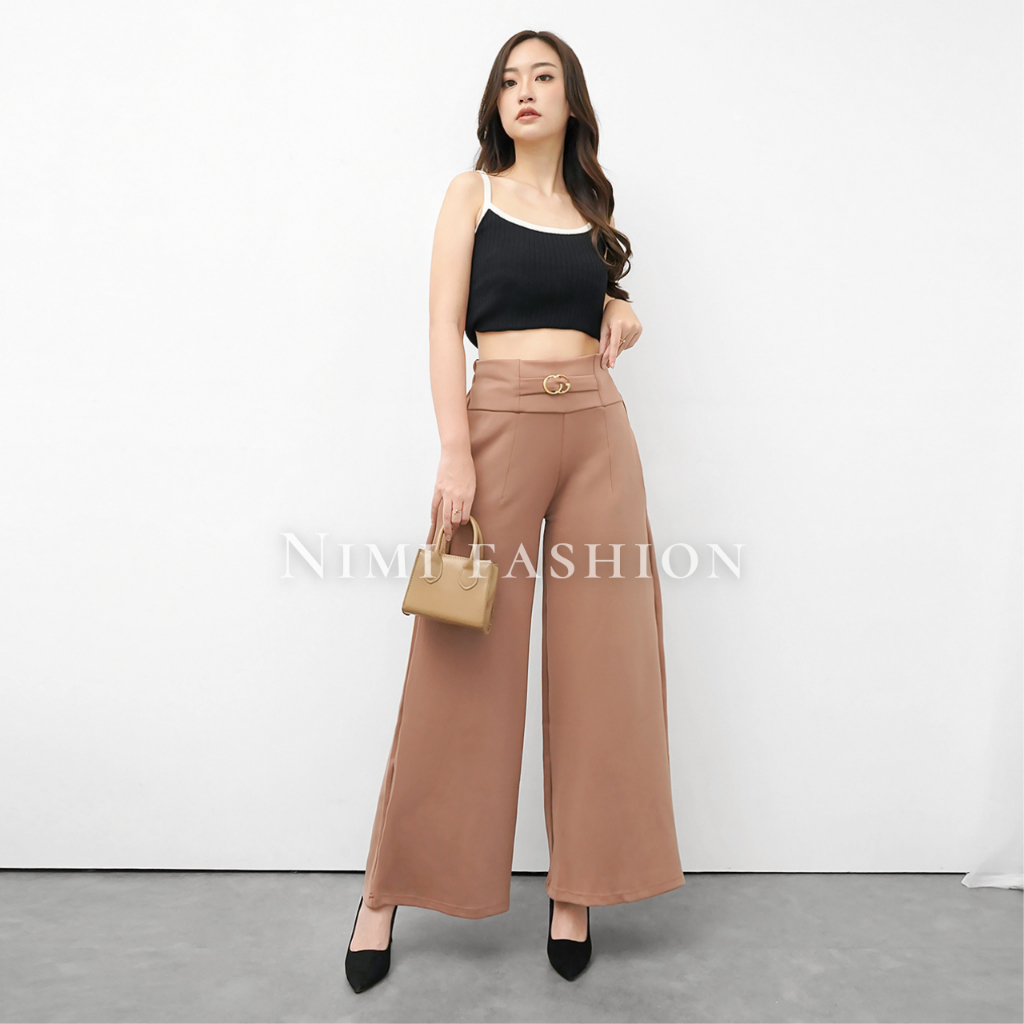 NIMI - Yora Cullotes Celana Kulot Scuba Highwaist Wanita Wide Leg Premium