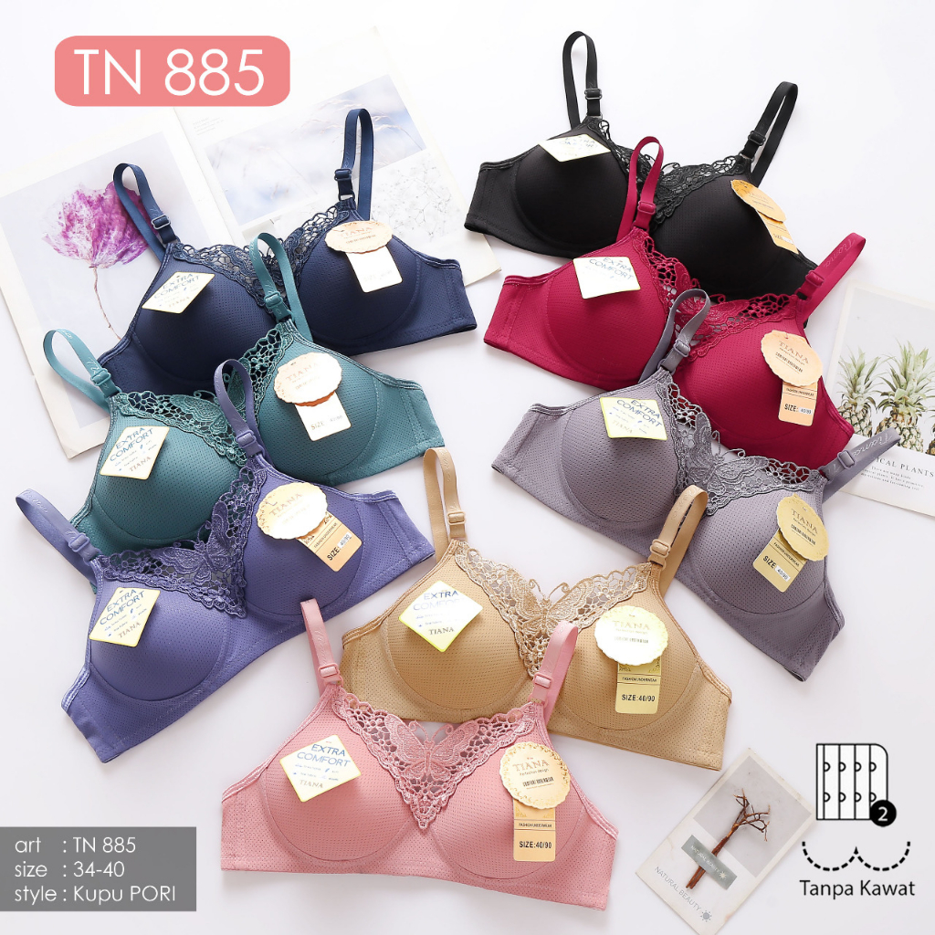 BH Tiana 885 Kupu Pori Size 34-40 Non Kawat Kait 2 Cup A Busa Sedang