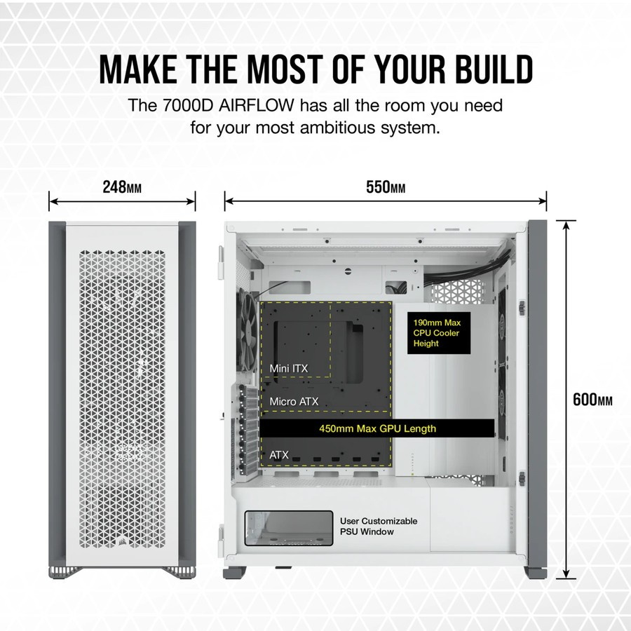 CORSAIR 7000D AIRFLOW Tempered Glass Full-Tower ATX / Casing Gaming