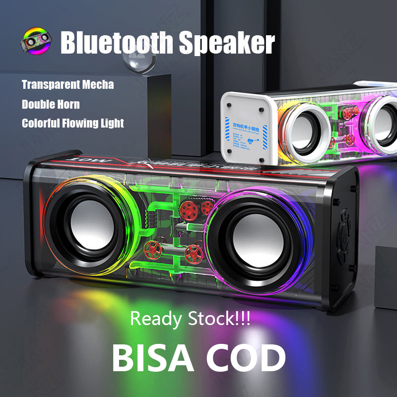 Bluetooth Speaker Wireless V8 Transparent Speaker TWS Series Surround Mini Bluetooth Speaker TF card Double Horn Subwoofer Multiple RGB Lighting Modes