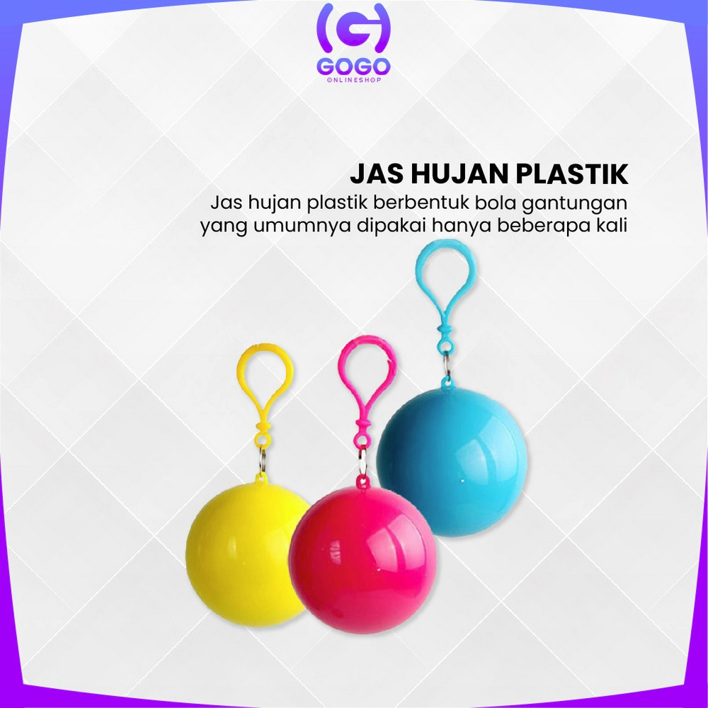 GOGO-C853 Jas Hujan Bola Plastik Gantung Warna Warni Anti Air / Jas hujan Konser Raincoat Travel Portable Dengan Gantungan Bola Kunci