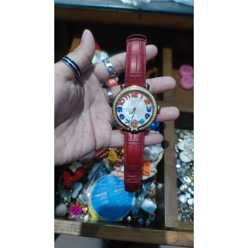 Jam Tangan Alexandre Christie Preloved Mewah Warna Merah